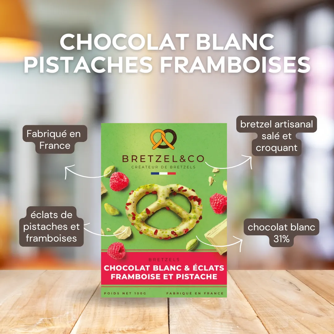 Bretzel & Co bretzel chocolat blanc pistache framboise 100g