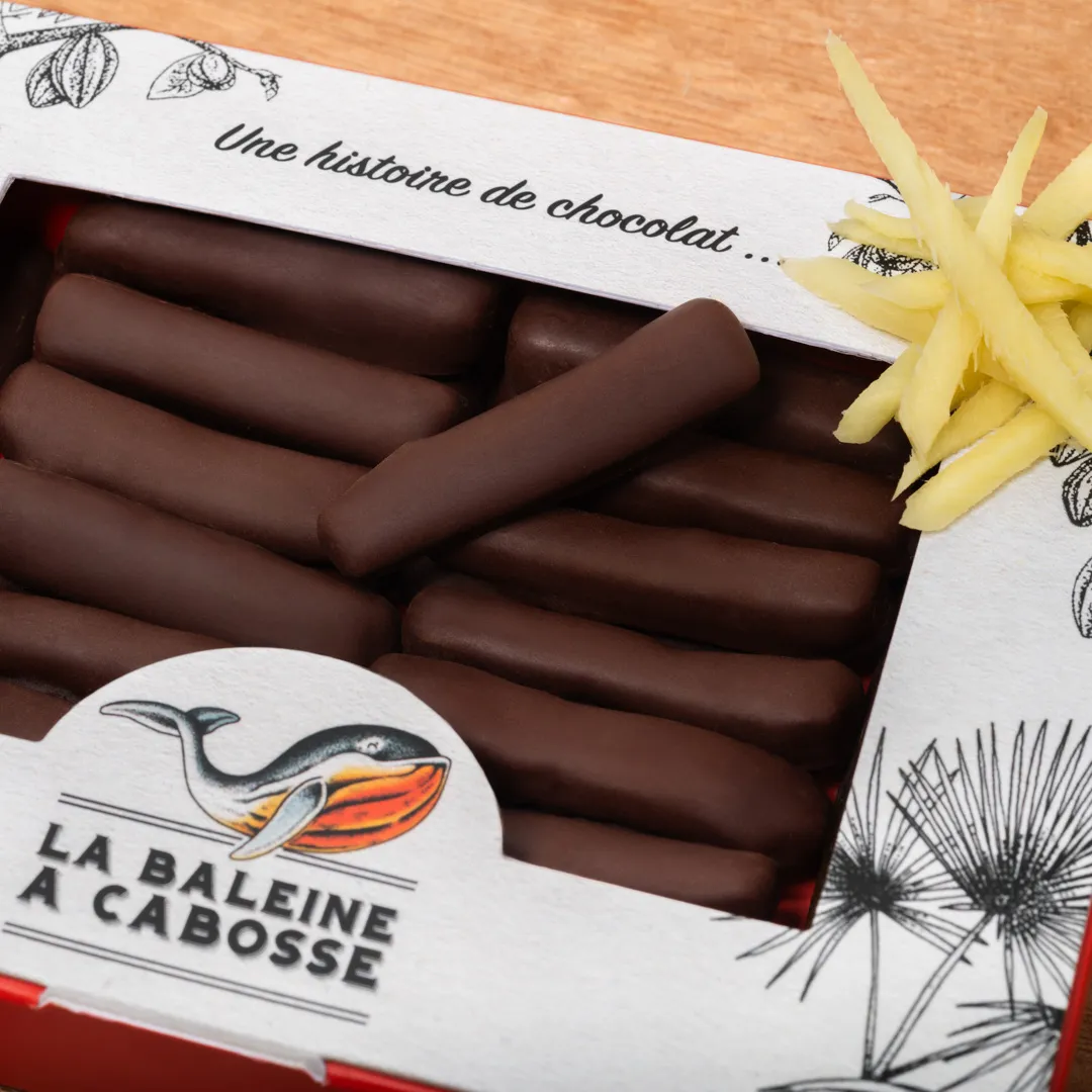 La Baleine à Cabosse Gingembrettes orangettes chocolat noir 76%