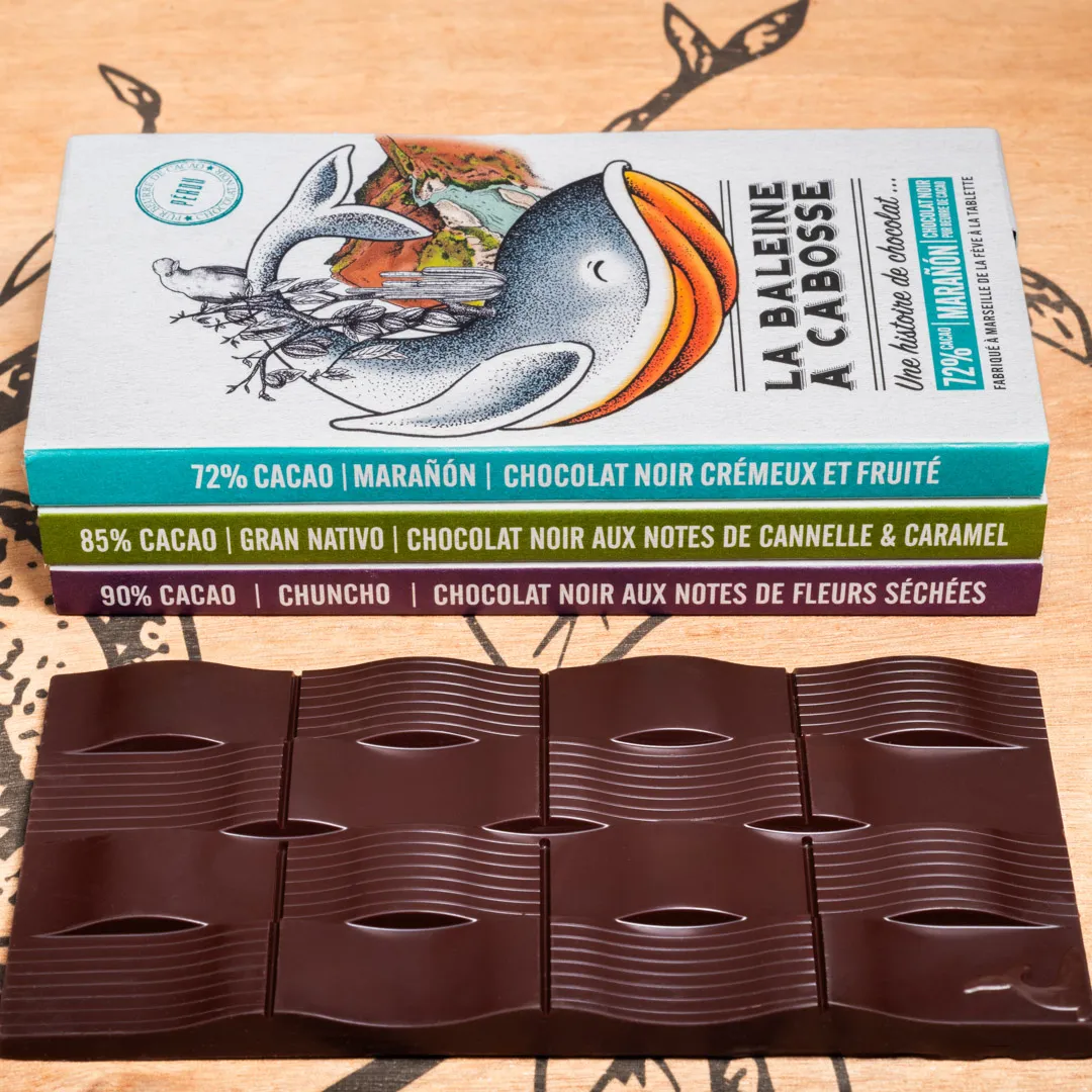 La Baleine à Cabosse pack 3 tablettes Pérou Marañon Piura