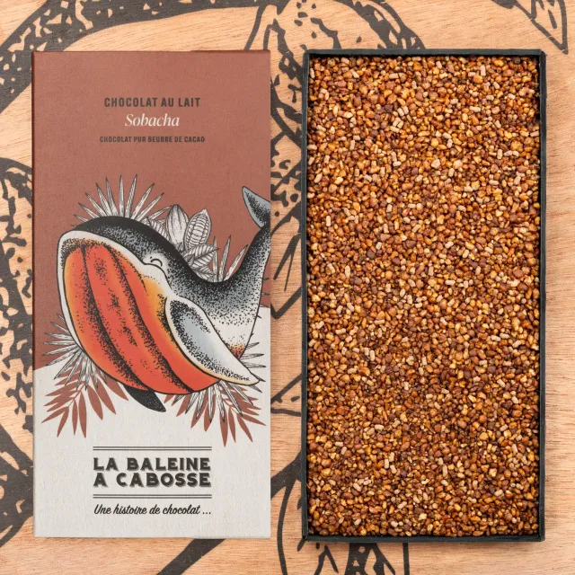 La Baleine à Cabosse tablette lait 50% sarrasin grillé sobacha