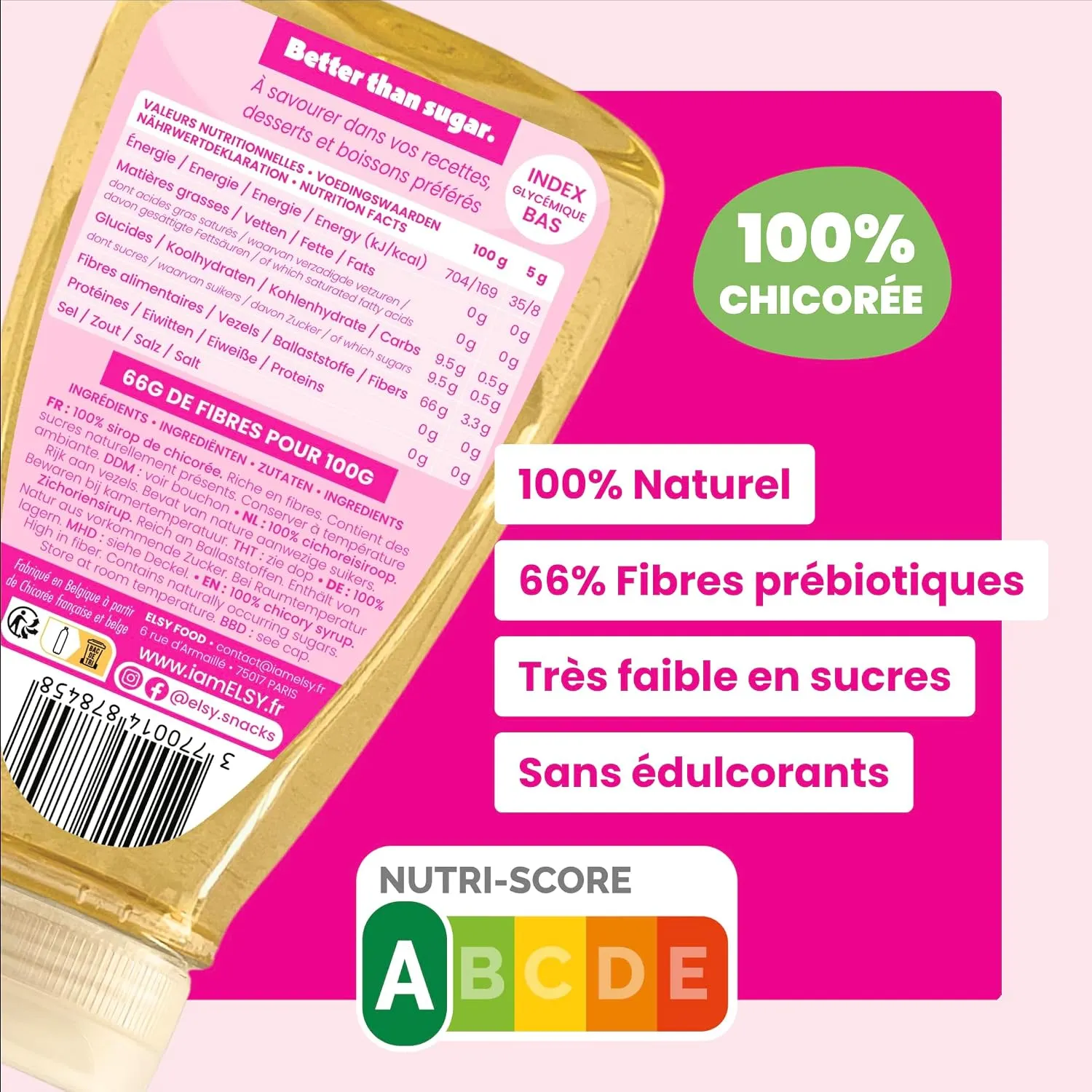 Elsy Sirop de Chicorée Nature sirop 3x350g IG bas