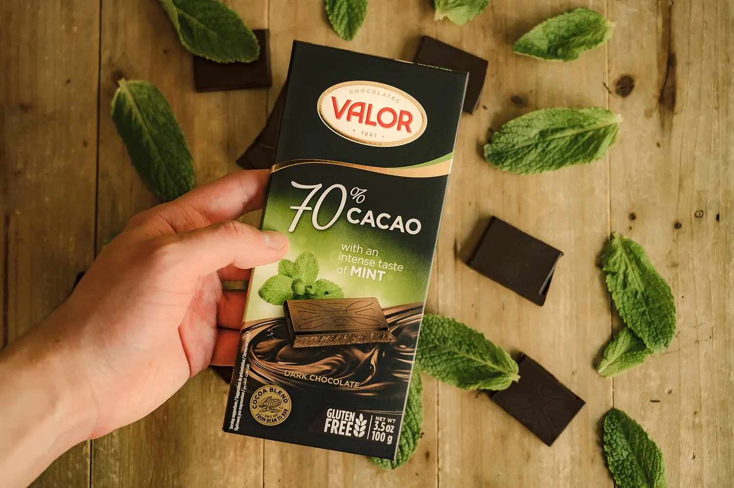 Valor Premium Noir 70% Menthe tablette 100g vegan