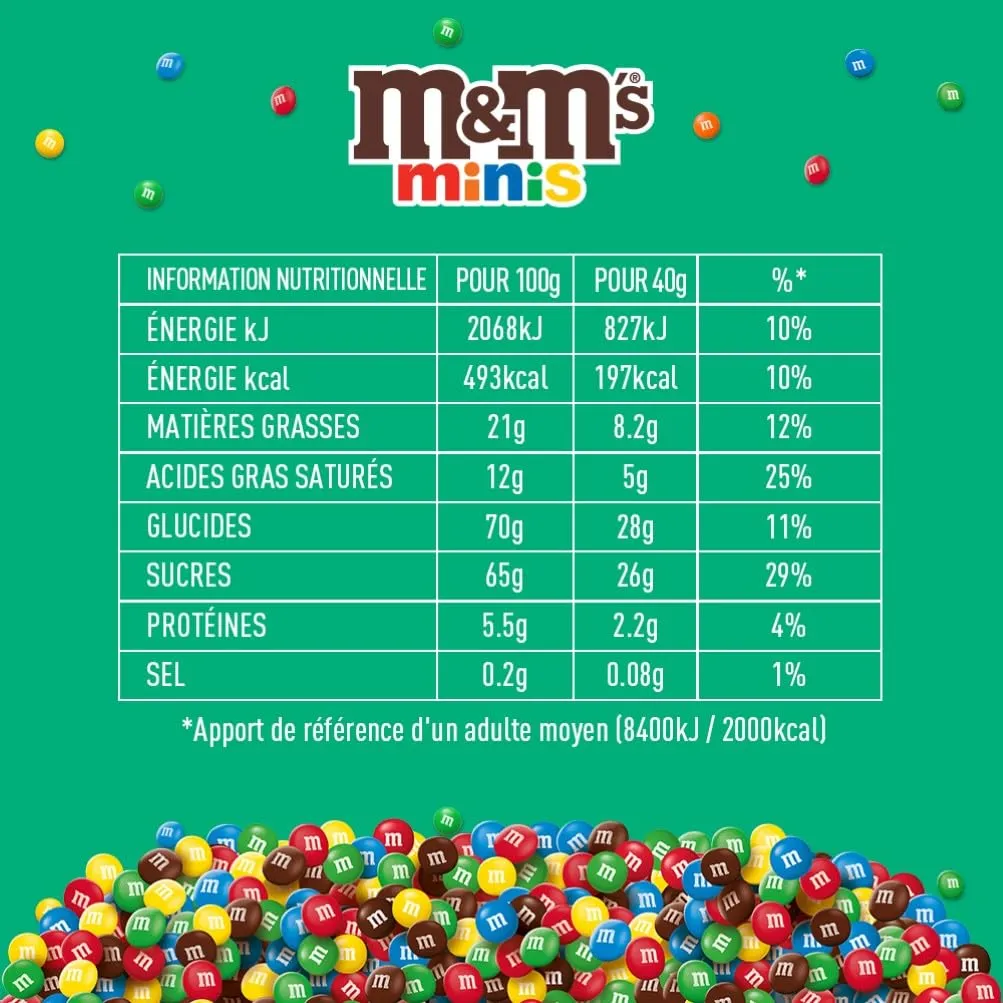 M&M's Minis bonbons chocolat lait 800g partage