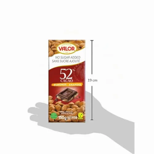 Valor Noir Amandes Entières tablette chocolat 100g sans sucre