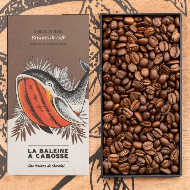 La Baleine à Cabosse tablette chocolat noir 76% brisures café