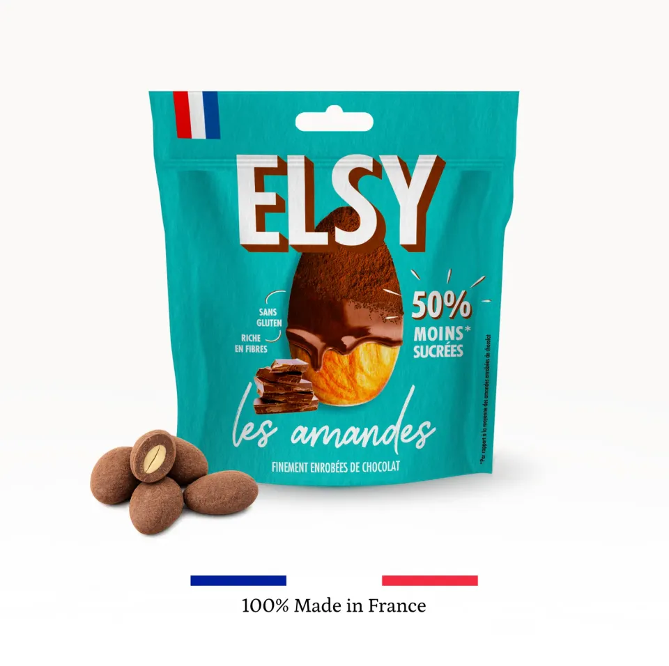 Elsy Amandes torréfiées chocolat lait 3x75g peu sucré