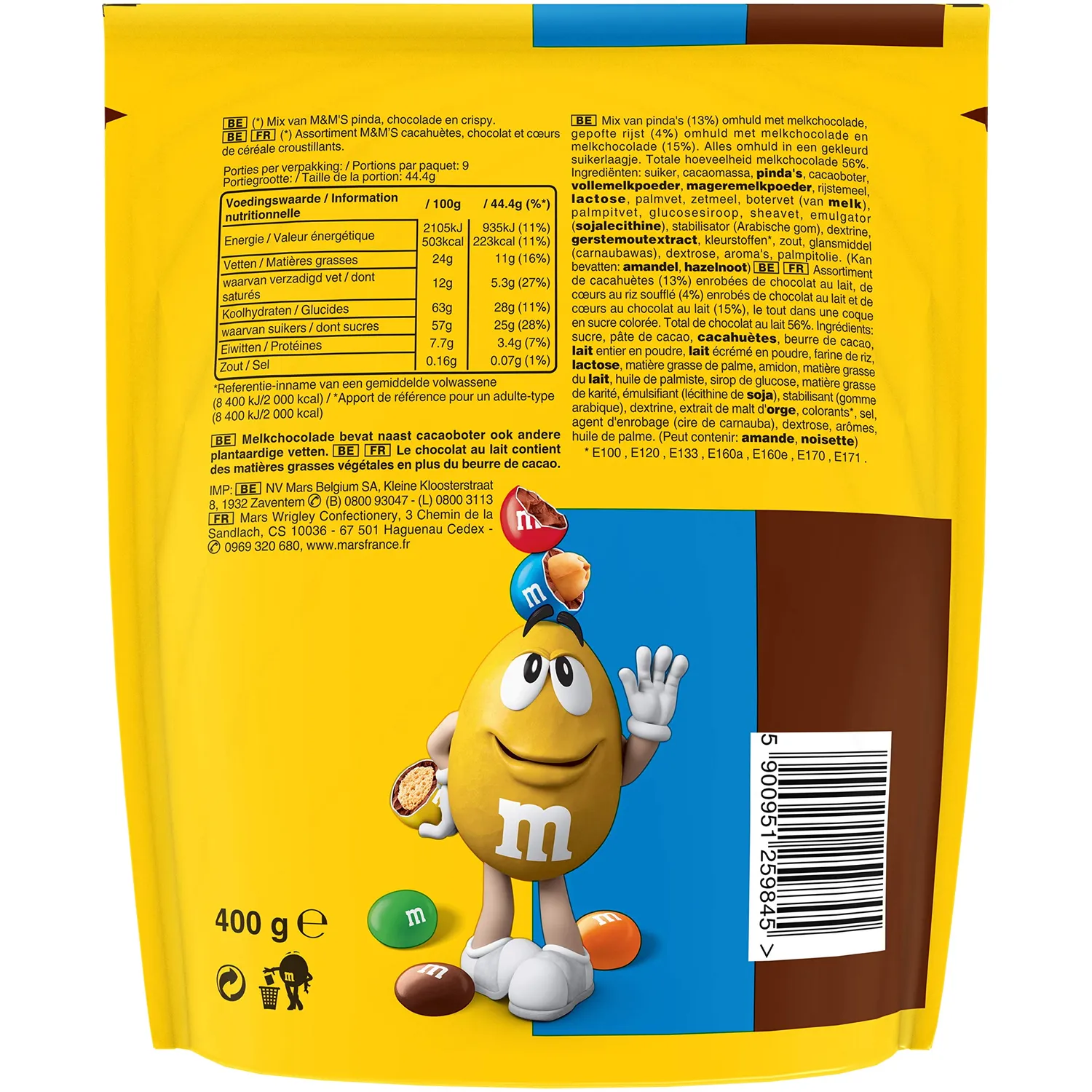 M&M's Mix bonbons chocolat 400g 3 variétés crispy
