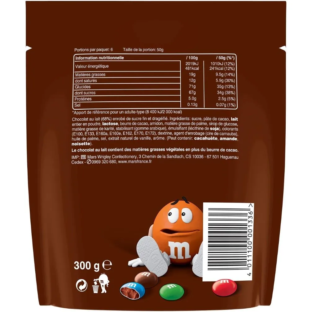 M&M's Choco bonbons chocolat au lait 300g sachet