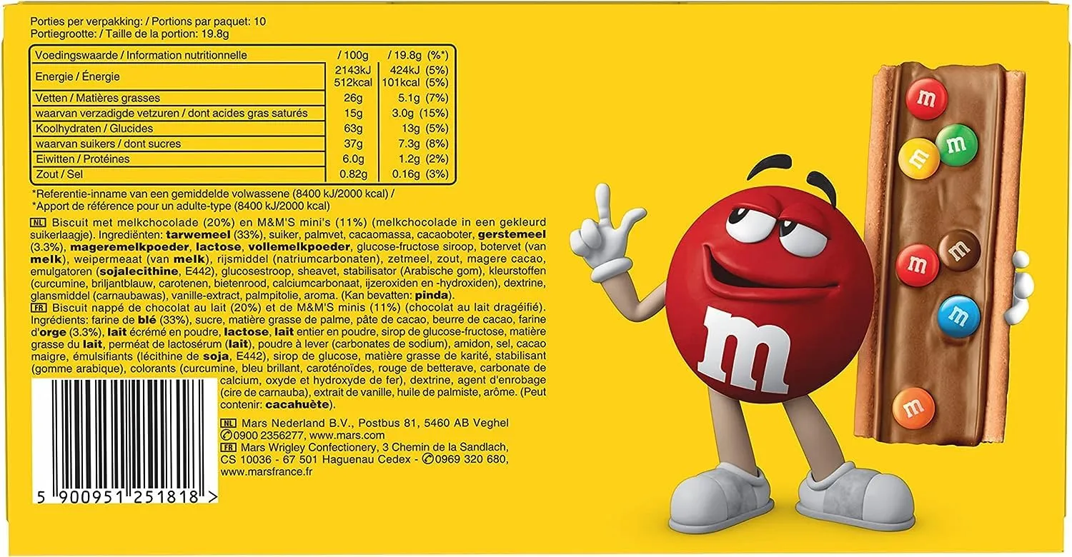M&M's Biscuits chocolat lait 10 biscuits 198g croquant