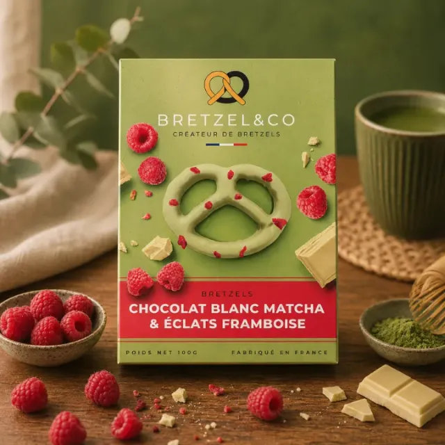 Bretzel & Co Matcha Framboise bretzel 100g blanc
