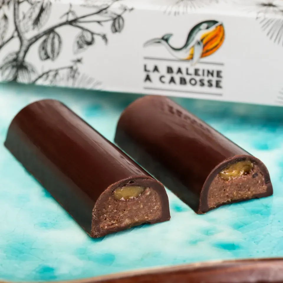 La Baleine à Cabosse praliné caramel barre chocolat fourrée nomade