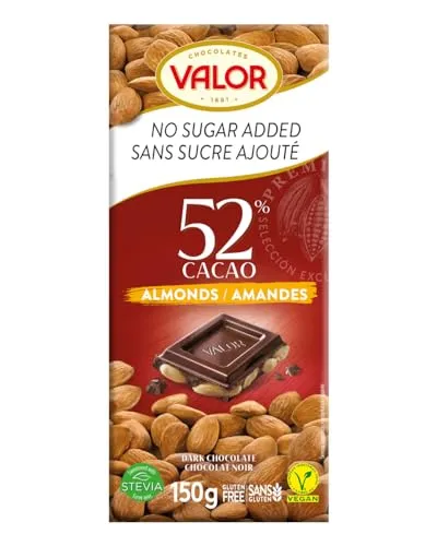 Valor Noir Amandes Entières tablette chocolat 100g sans sucre
