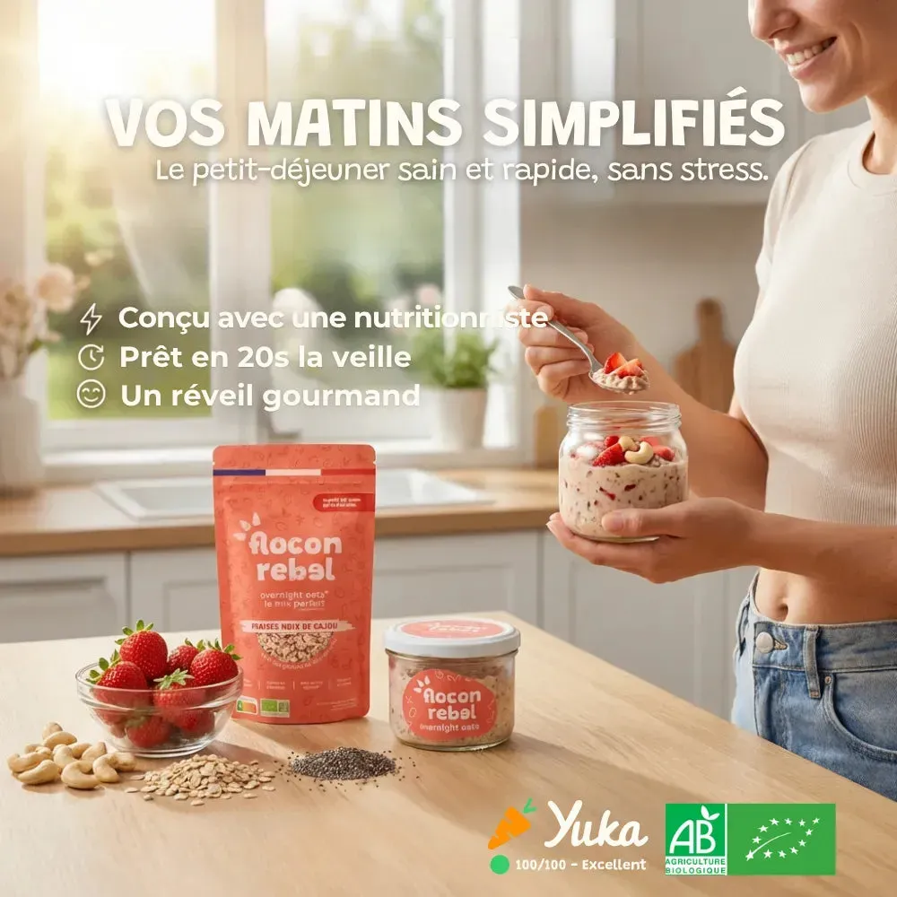 Elsy Flocon Rebel Fraises Cajou Bio overnight oats 315 g léger
