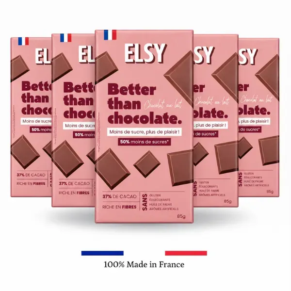 Elsy Tablette Chocolat au Lait 37% 5 Tablettes fibres