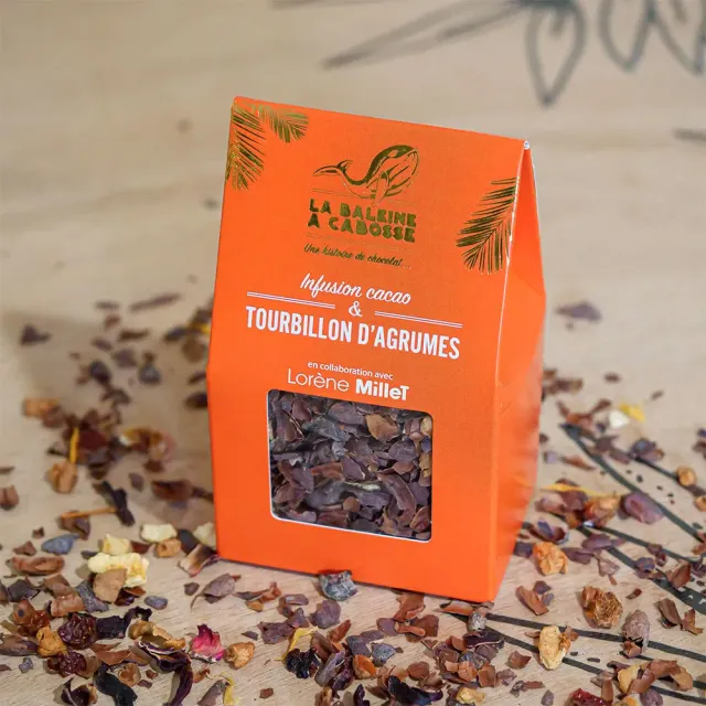 La Baleine à Cabosse infusion cacao tourbillon agrumes hibiscus