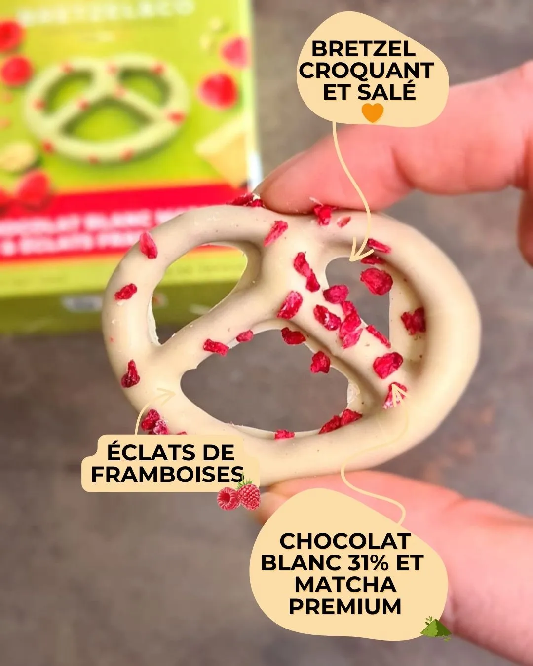 Bretzel & Co Matcha Framboise bretzel 100g blanc