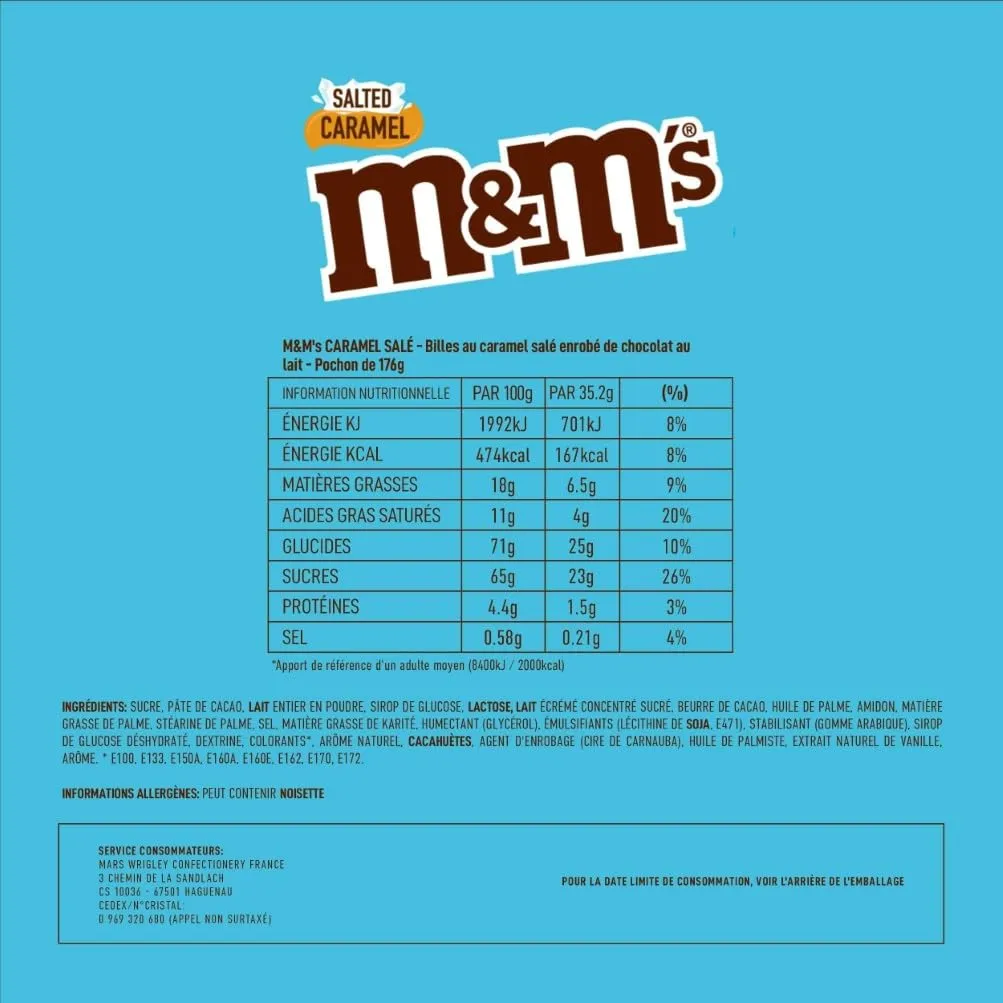 M&M's Caramel billes chocolat au lait 176g caramel salé