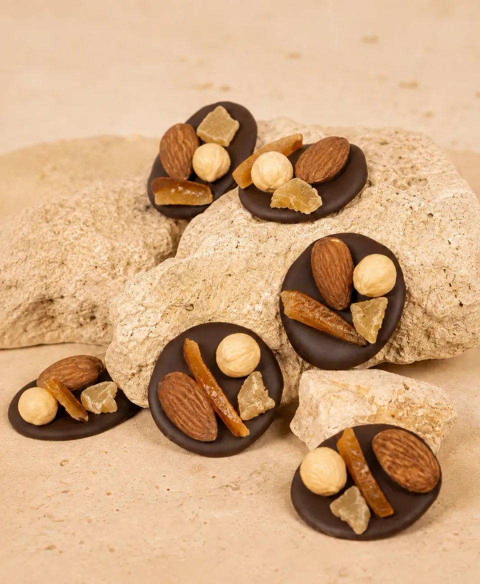 Ôme Mendiants chocolat noir 72% fruits secs