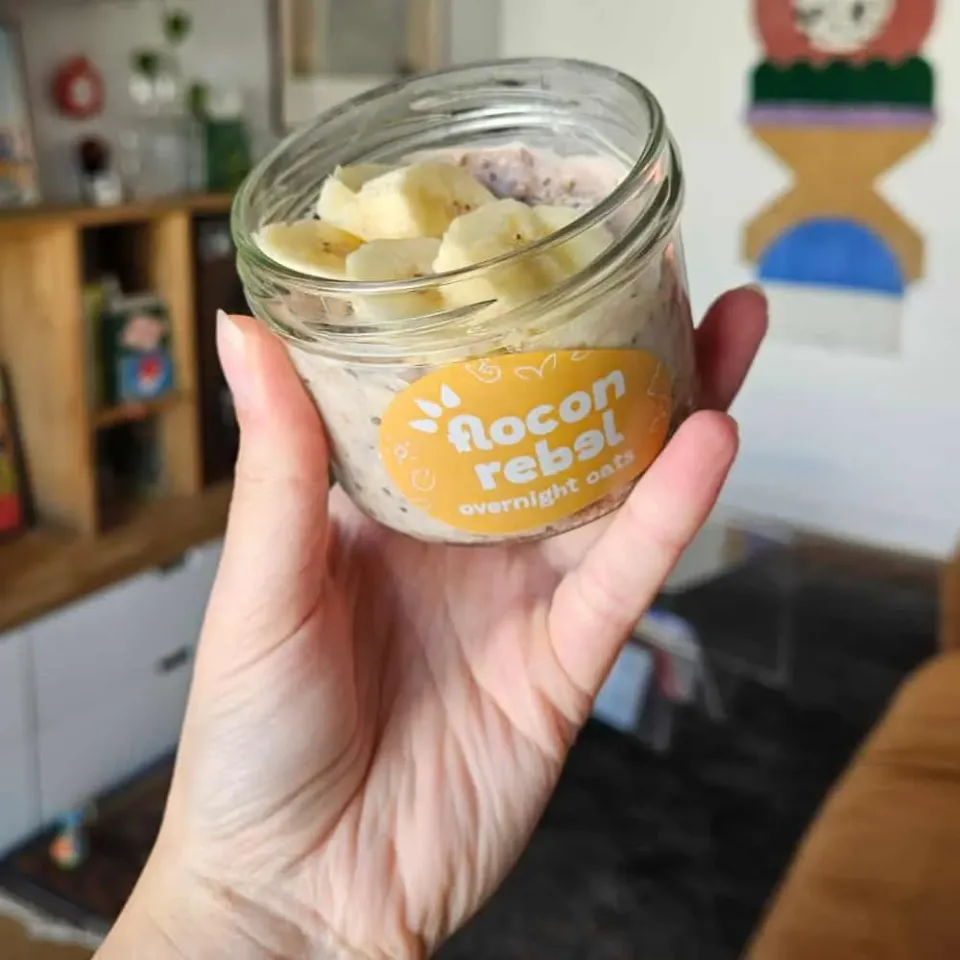 Elsy Flocon Rebel bocal verre overnight oats orange