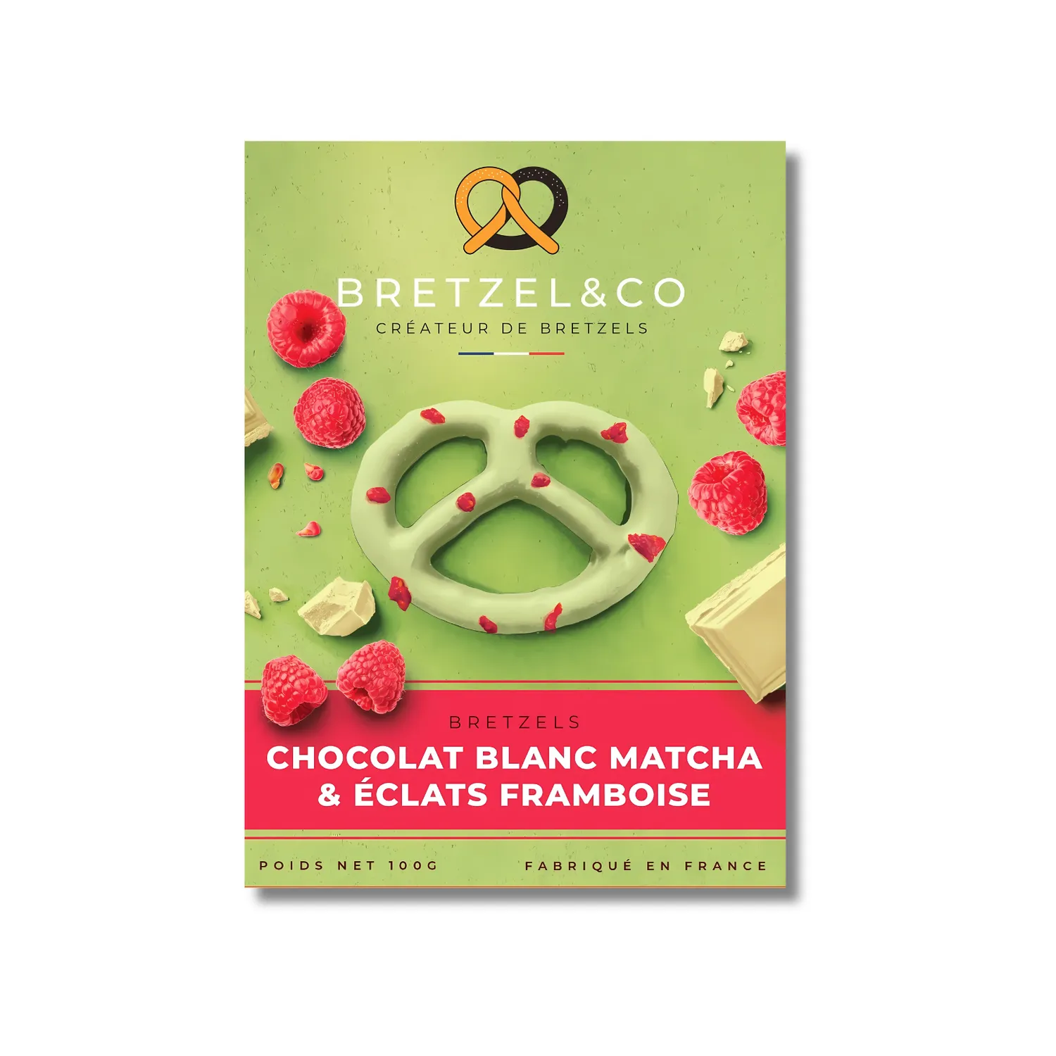 Bretzel & Co Matcha Framboise bretzel 100g blanc