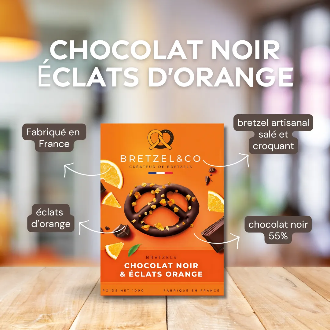 Bretzel & Co bretzel chocolat noir orange sachet 100g