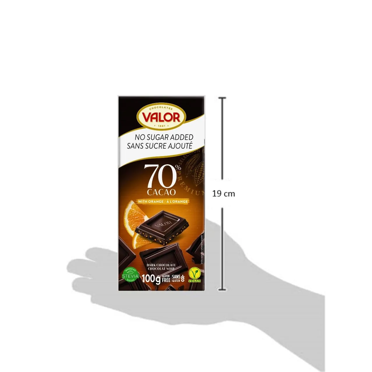 Valor Chocolat Noir 70% Orange tablette 100g sans sucre