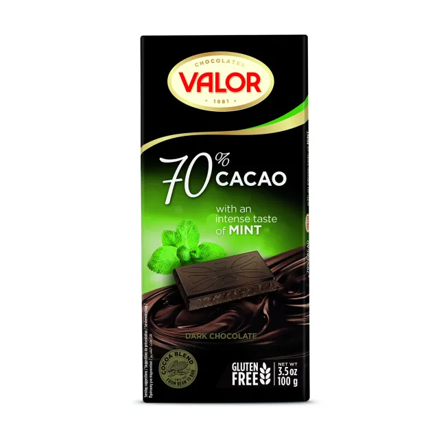 Valor Premium Noir 70% Menthe tablette 100g vegan