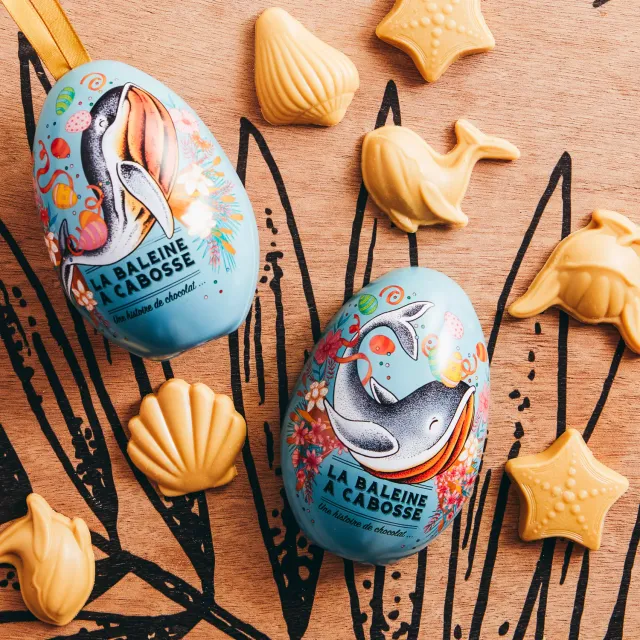 La Baleine à Cabosse petit œuf métallique chocolat blond friture