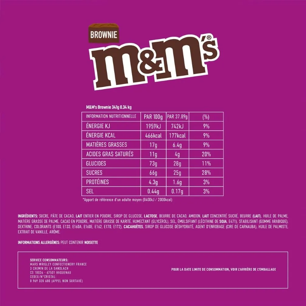 M&M's Brownie bonbons chocolat lait 341g sachet