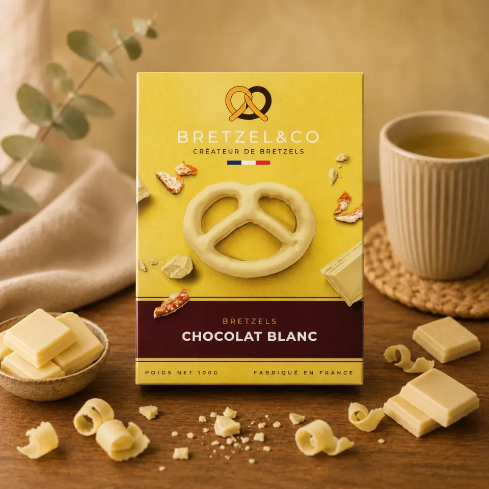 Bretzel & Co bretzel chocolat blanc nature sachet 100g