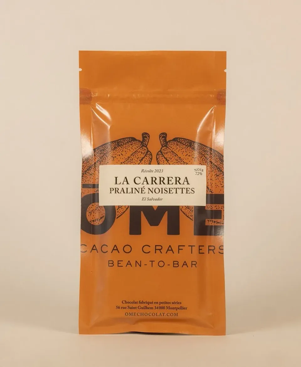 Ôme Hacienda La Carrera noir 72% tablette praliné noisettes