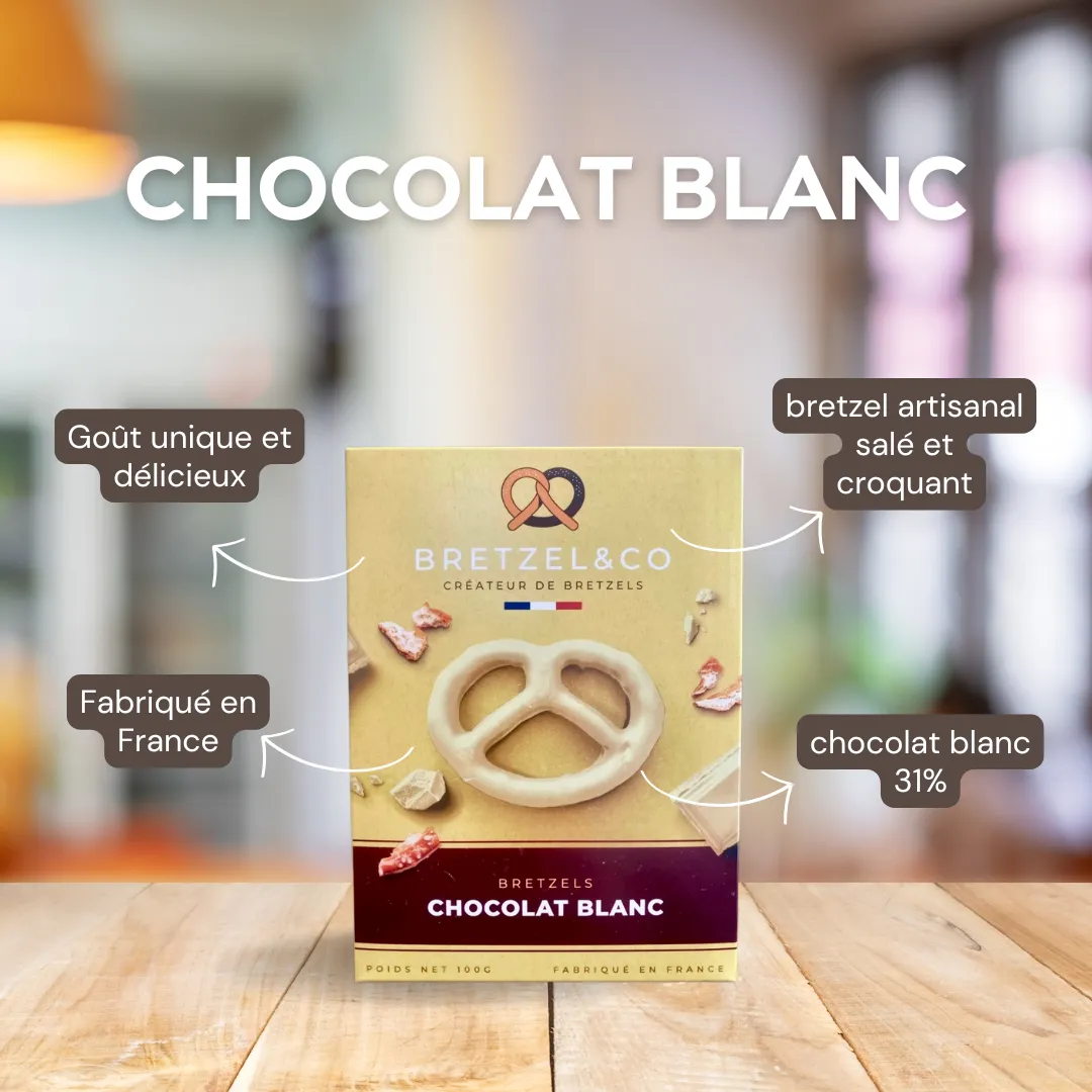 Bretzel & Co bretzel chocolat blanc nature sachet 100g