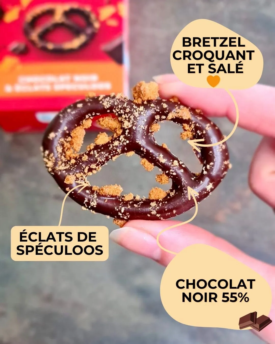 Bretzel & Co bretzel chocolat noir spéculoos 100g croquant