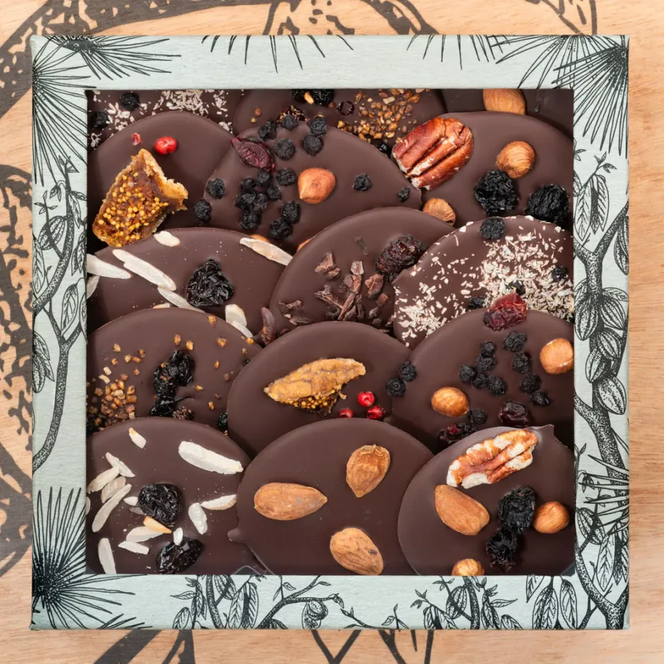 La Baleine à Cabosse boîte mendiants chocolat 15 pièces assortis