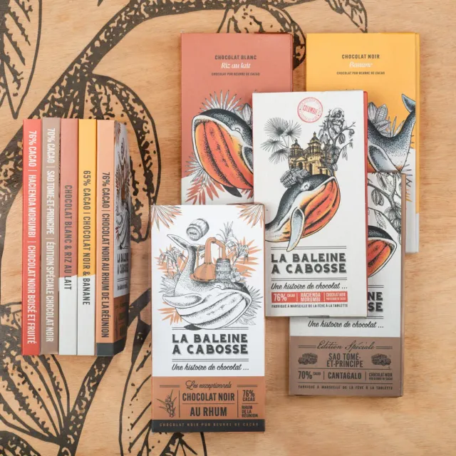 La Baleine à Cabosse Nouveautés pack 5 tablettes noir & blanc