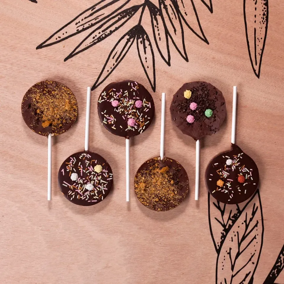 La Baleine à Cabosse lot 6 sucettes chocolat au lait 50% enfants