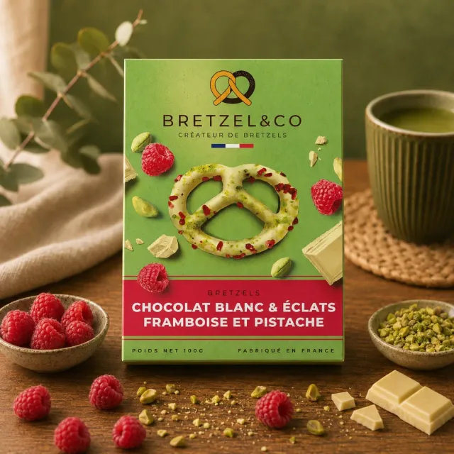 Bretzel & Co bretzel chocolat blanc pistache framboise 100g