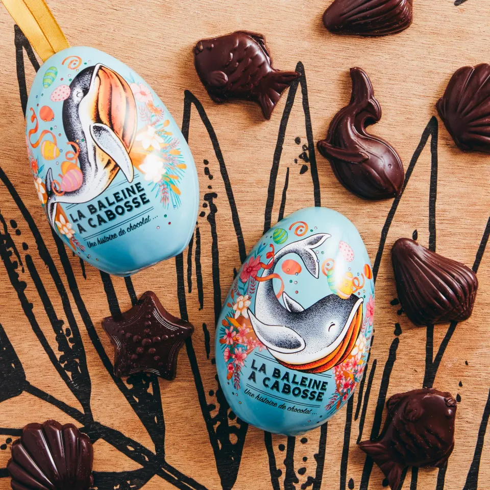 La Baleine à Cabosse petit œuf métallique chocolat noir Pâques