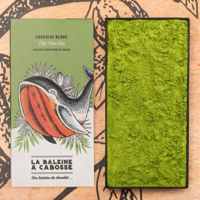 La Baleine à Cabosse Tablette blanc matcha 33% thé vert