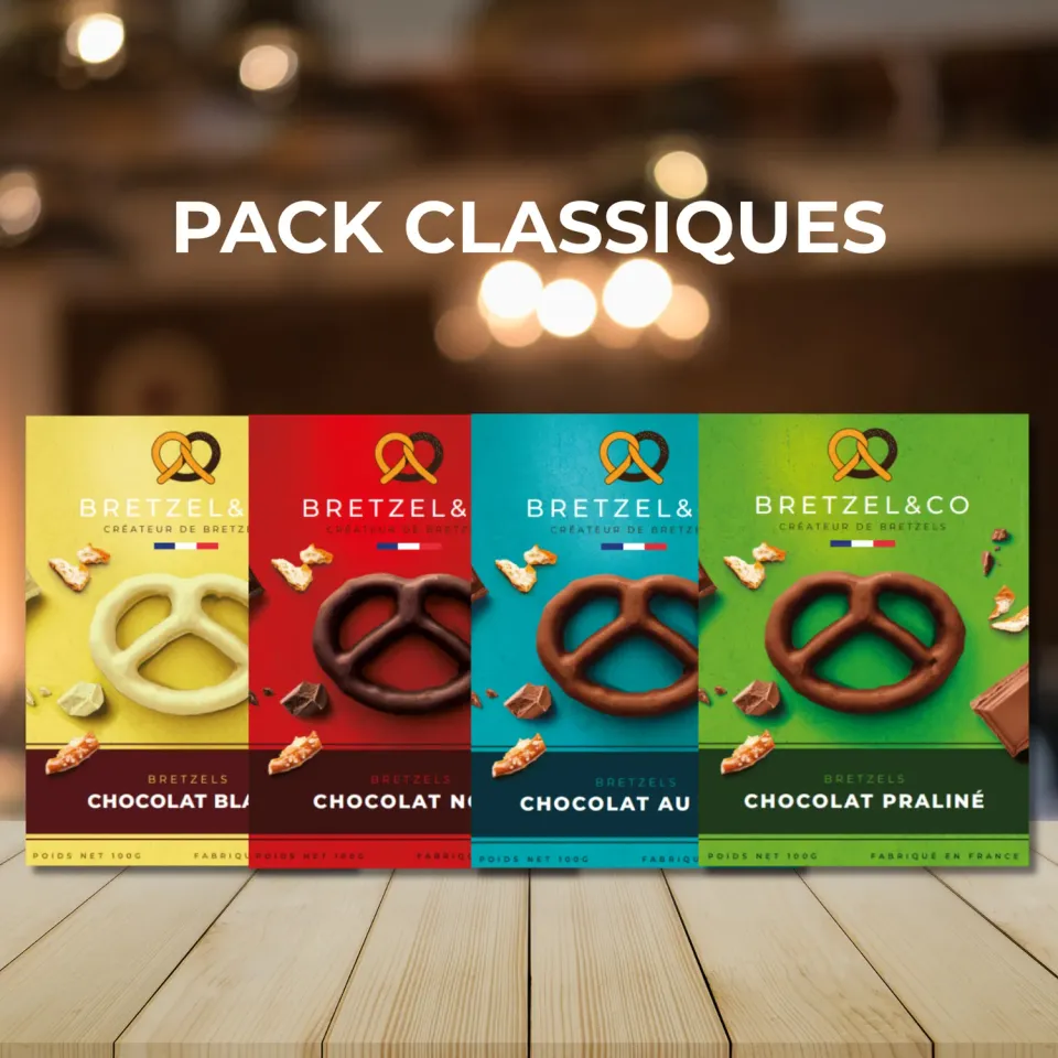 Bretzel & Co Pack Découverte bretzels chocolat 4x100g classiques
