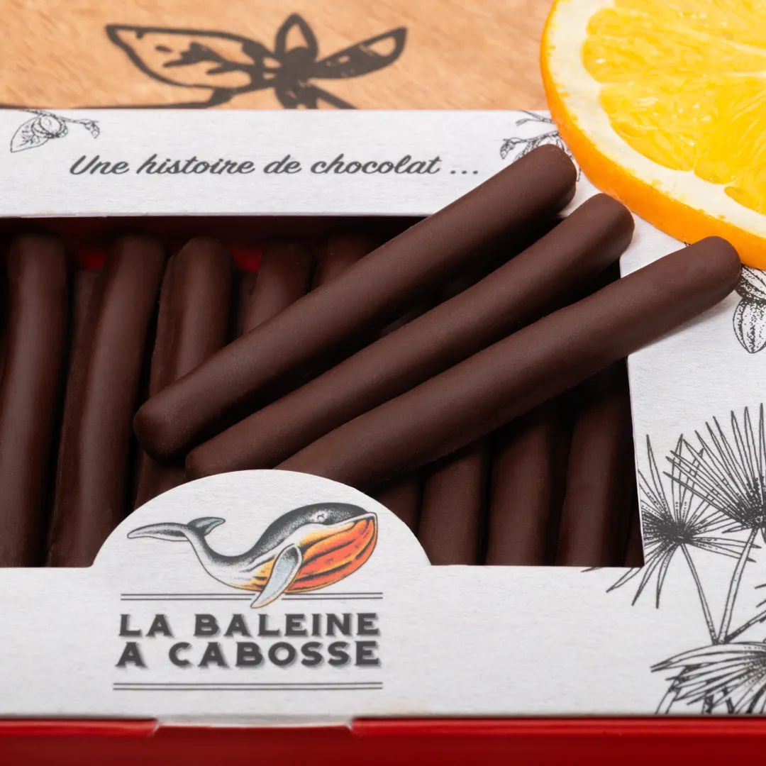 La Baleine à Cabosse orangettes orange confite chocolat noir 76%
