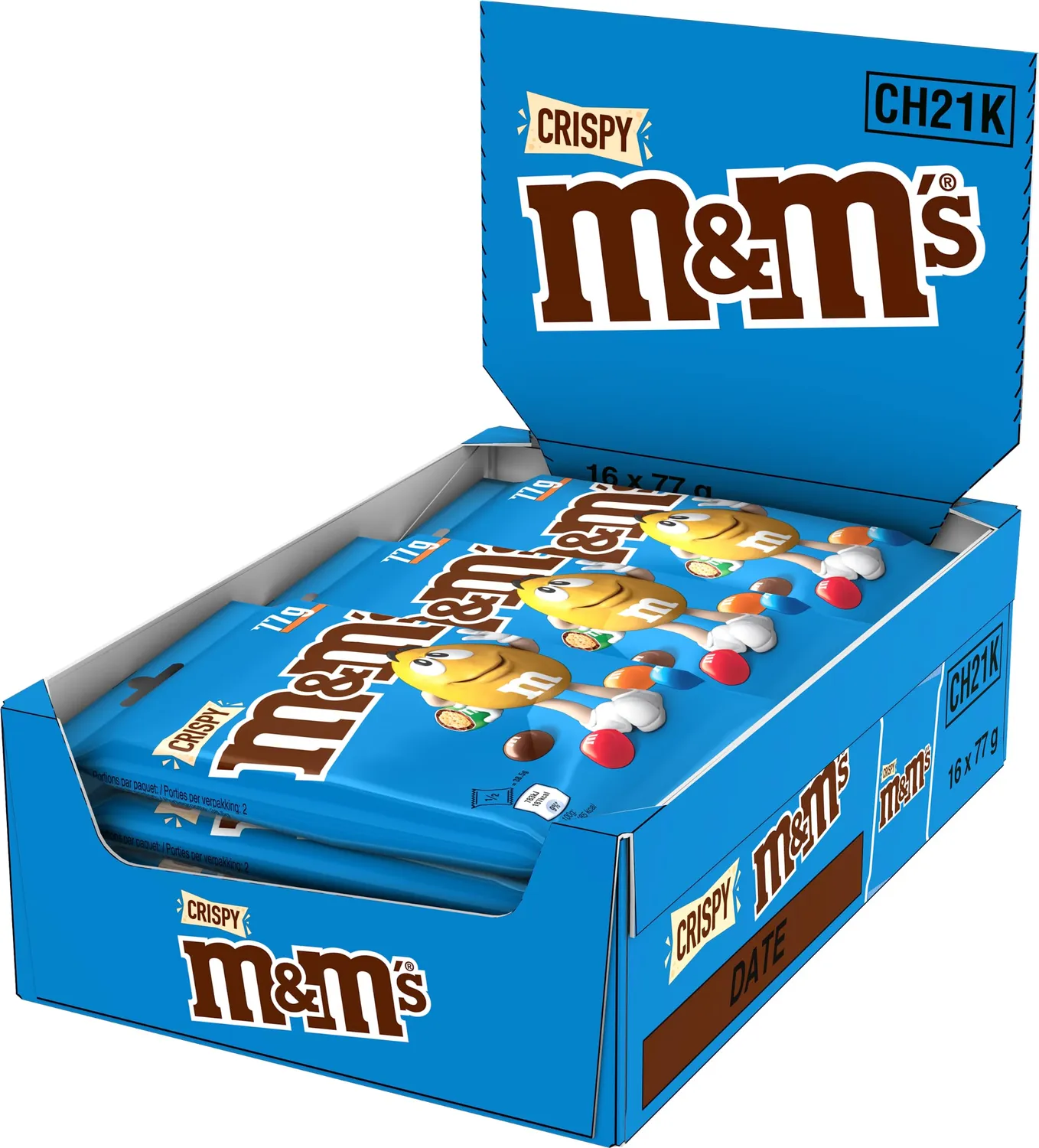 M&M's Crispy bonbons chocolat lait 16x77g riz soufflé