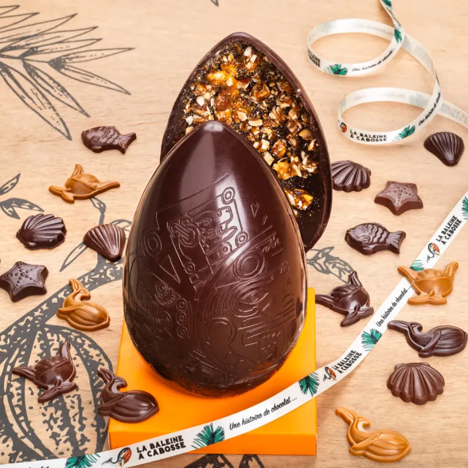 La Baleine à Cabosse Oeuf Maya 400g noir lait praliné
