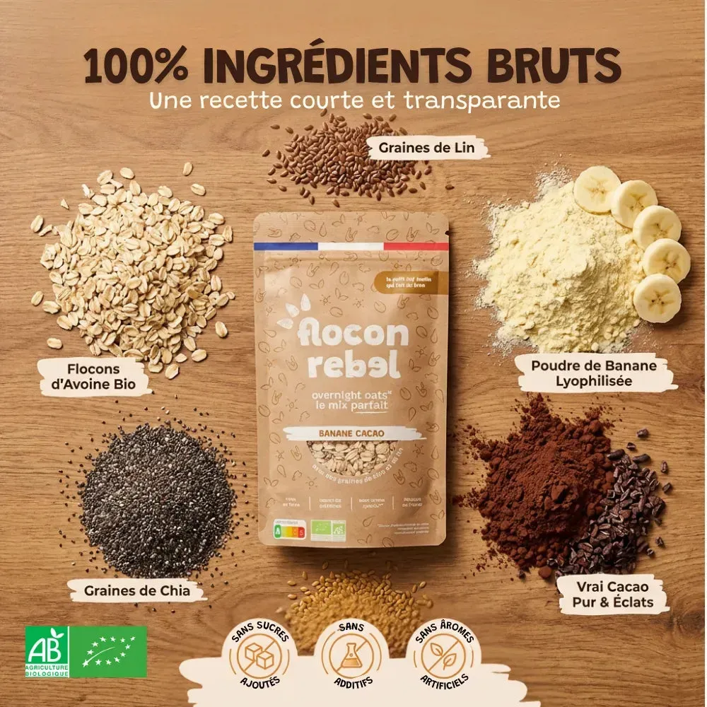 Elsy Flocon Rebel Banane Cacao overnight oats 315g bio
