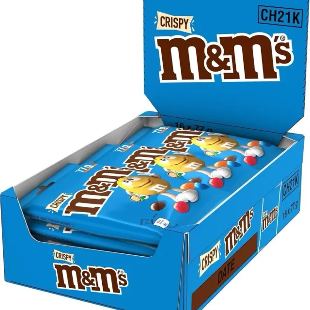 M&M's Crispy bonbons chocolat lait 16x77g riz soufflé