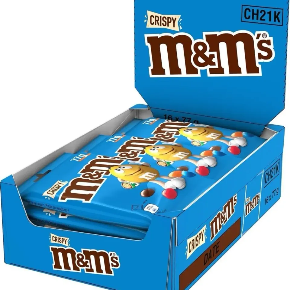 M&M's Crispy bonbons chocolat lait 16x77g riz soufflé