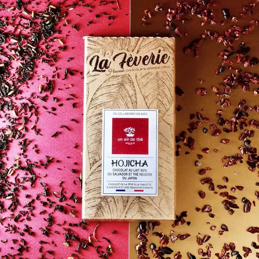 Hasnaâ Hojicha 60% tablette chocolat thé vert 56g Salvador