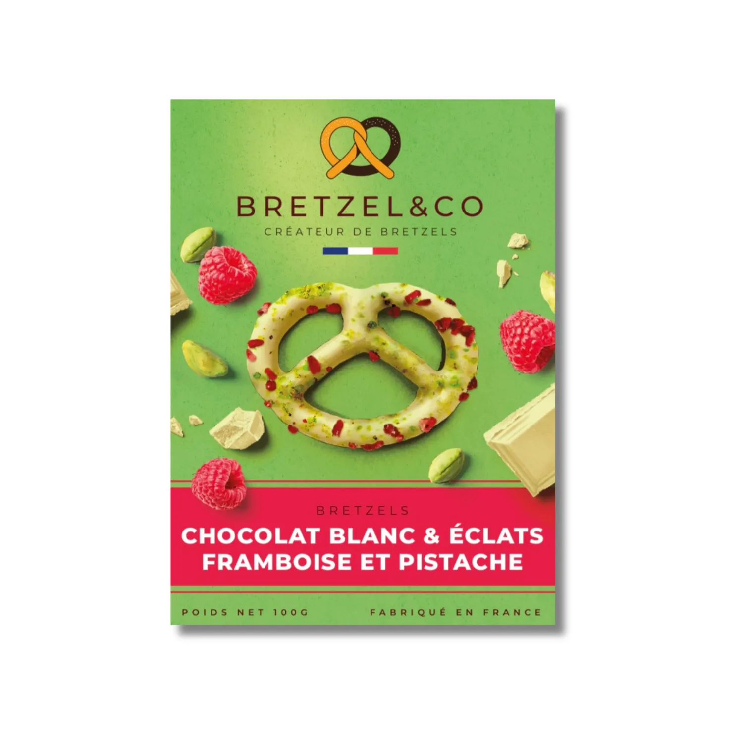 Bretzel & Co bretzel chocolat blanc pistache framboise 100g