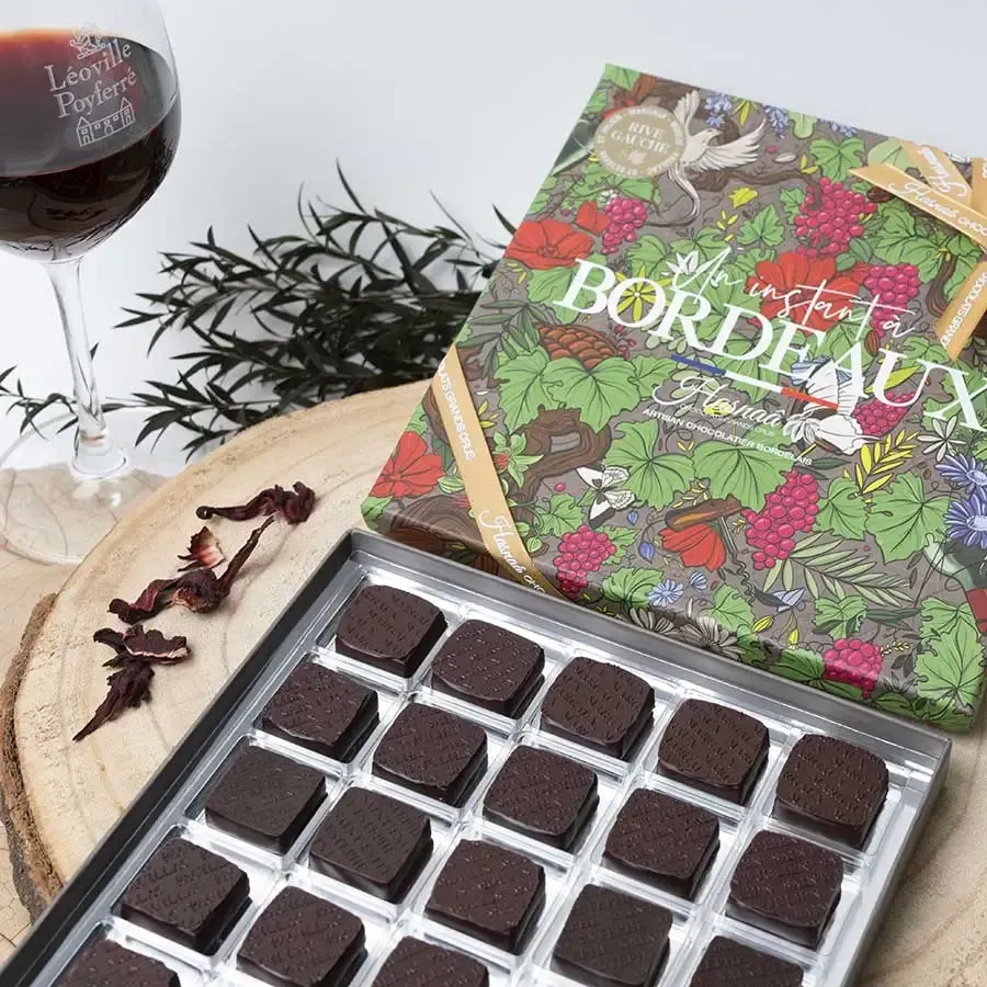 Hasnaâ Un Instant à Bordeaux Rive Gauche coffret 25 chocolats vin