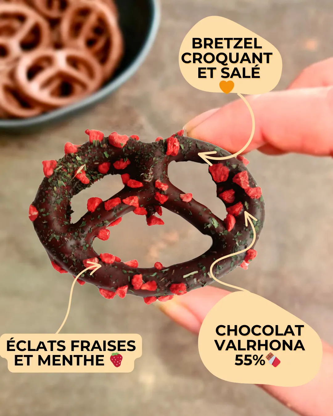 Bretzel & Co bretzel chocolat noir fraise menthe 100g